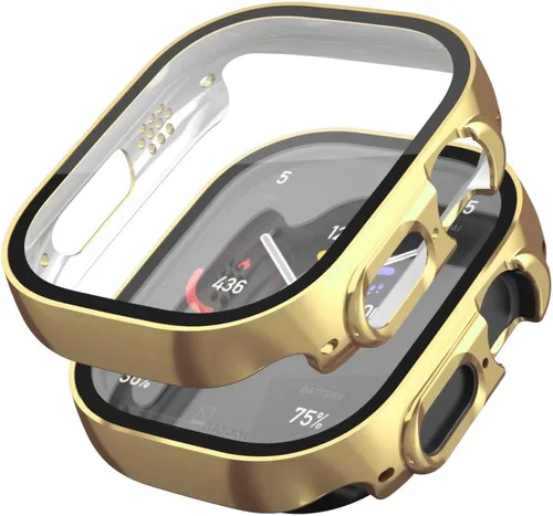 Miniatura 16 de Paquete de 2 fundas rígidas compatibles con Apple Watch Series 6, 5, 4, SE, de 1.575 pulgadas, protector de pantalla de vidrio templado, cobertura