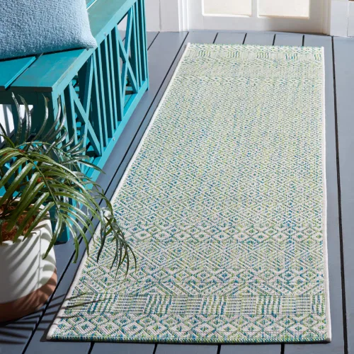 Miniatura 55 de SAFAVIEH Alfombra lavable al aire libre, colección Courtyard - 2'3" x 5', gris y negro, no desprende pelusa y fácil limpieza, ideal para patio