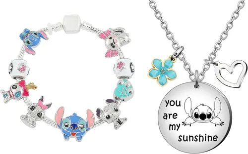 PP.GOLDEN Collar y pulsera de puntada con texto en inglés "You are My Sunshine", joyería para niñas y niñas, regalo de cumpleaños para hija, nieta,