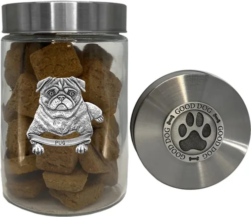 Miniatura 22 de Heritage Pewter Basset Hound Good Dog Treat Jar – Tarro de golosinas de 34 onzas con tapa hermética a rosca Regalo para propietarios de Basset