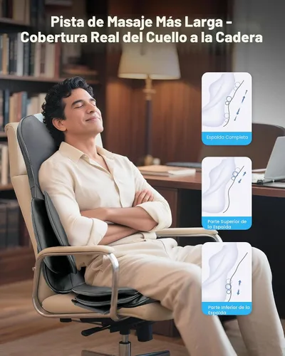 Miniatura 2 de COMFIER Shiatsu Masajeador de cuello y espalda con calor, cobertura completa de espalda, almohadilla para silla de masaje con amasado 4D y nodos
