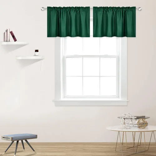 Miniatura 9 de DECOVSUN Cenefas Aqua para ventanas de cocina, con bolsillo para barra, opacas, con aislamiento térmico, 1 panel de 42 x 18 pulgadas