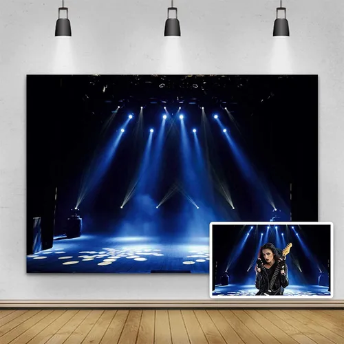 Yeele Proyector de escenario de lujo de 8 x 6 pies, cartel en vivo, noche sombría, fotografía escénica, fondo, superestrella, drama, espectáculo,