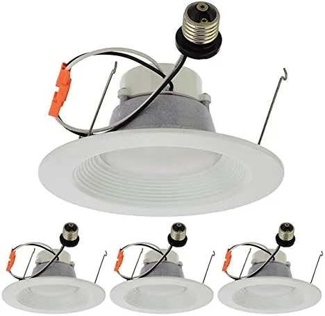 Lámpara LED empotrable regulable de 16 W de 6 pulgadas (compatible con 5 pulgadas) con ribete blanco 90-CRI, UL y Energy Star (paquete de 4), blanco