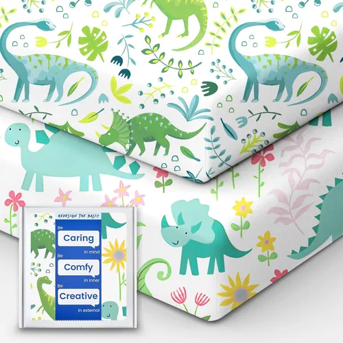 Sábanas de dinosaurio para cuna para niños, sábana bajera ajustable de cuna suave de alta calidad, sábanas de bebé ultra transpirables, sábanas