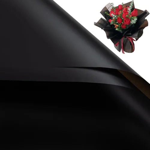 Gloreyan 20 hojas de papel de regalo de flores negras, ramo de floristería para manualidades, ramo de flores frescas, envoltura impermeable, caja de