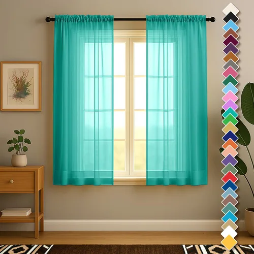 Miniatura 37 de YHSF Cortinas traslúcidas – Juego de 2 paneles para decoración del hogar – Elegantes cortinas de gasa sólida con bolsillo para barra