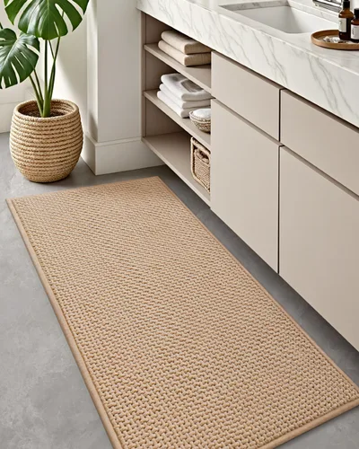 Miniatura 17 de Color&Geometry Tapete de baño con parte trasera de goma de 24 x 16 pulgadas, antideslizante, lavable a máquina, alfombra bohemia de felpilla suave