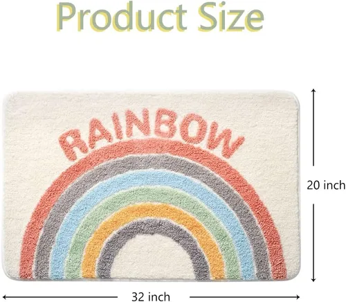 Miniatura 2 de Tapete de baño con diseño de arcoíris, absorbente de agua, antideslizante, de microfibra suave, para bañera, fregadero, ducha y baño, bonito tapete