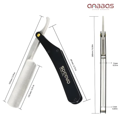 Miniatura 6 de Anbbas Brocha de afeitar de pelo de tejón, soporte, cuenco de espuma, jabón de 3.5 onzas, maquinilla de afeitar recta con bolsa y corte de afeitar