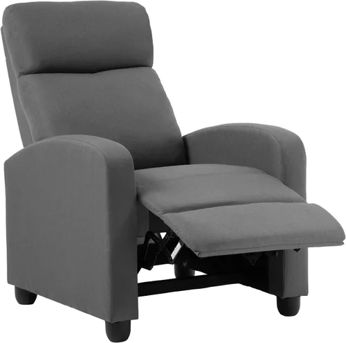 Miniatura 13 de BestMassage - Sillón reclinable sin función de masaje, con soporte lumbar, reclinación de empuje ajustable, reposabrazos anchos, reposapiés y Negro