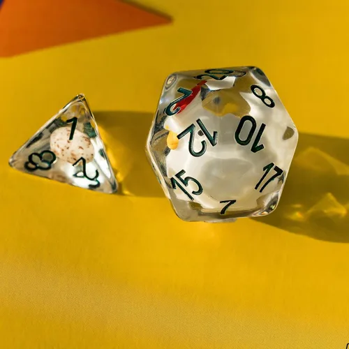 Miniatura 6 de Cusdie 8 dados DND, juego de dados poliédricos rellenos de animales, juego de dados de animales para juegos de rol, dados D&D