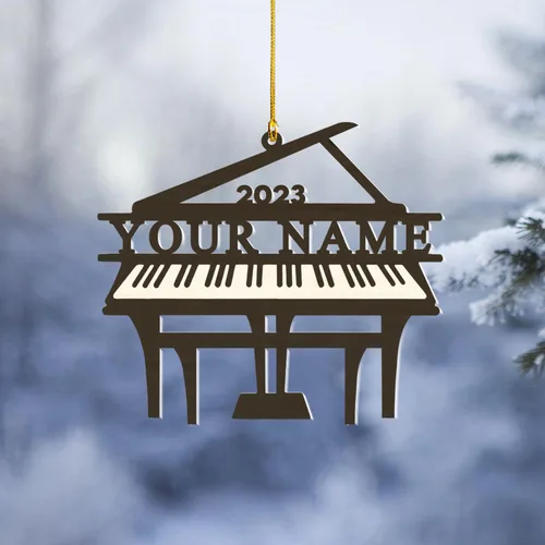 Miniatura 2 de MoonArt Adorno personalizado de guitarra de piano, nota musical de piano, adorno con forma de madera acrílica, regalo para amantes de la guitarra