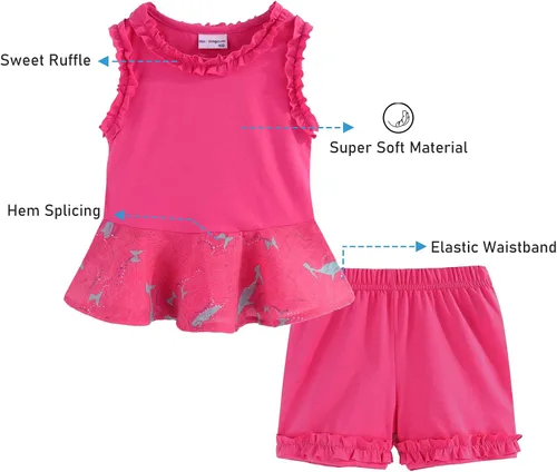 Miniatura 117 de LittleSpring Conjunto de verano para niñas con camiseta sin mangas y pantalones cortos florales