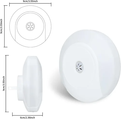 Miniatura 2 de Luces nocturnas enchufables a la pared, paquete de 2 luces LED para dormitorio, sensor de atardecer a amanecer, encendido/apagado automático, luz