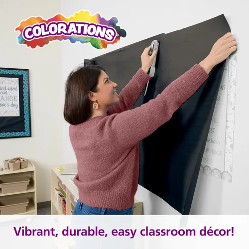 Miniatura 4 de Colorations Rollo de papel de doble superficie Suministros para el aula para artes y manualidades Negro (36" x 1000') (Artículo # DSBK)