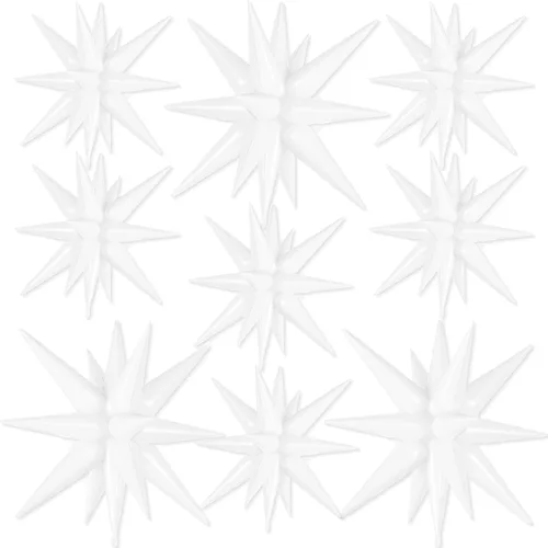 Miniatura 34 de 9 piezas de globos de estrella beige, grandes globos de papel de aluminio en forma de estrella en explosión, globos de Mylar en punta color crema