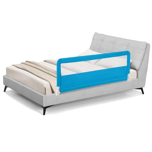 Miniatura 12 de BABY JOY Rieles de cama para niños pequeños, 59 pulgadas, extra largo, protector de cama abatible con correa de seguridad, barandilla plegable