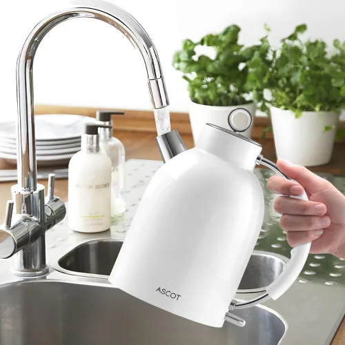 Miniatura 5 de ASCOT Hervidor eléctrico, hervidor de té eléctrico de acero inoxidable, regalos para hombres/mujeres/familia, calentador de té retro de 1.5 L 1500 W