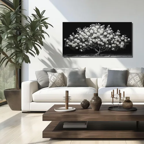 Miniatura 4 de JuhaiArt Arte de pared de árbol de rosa blanca para dormitorio, decoración de pared negra, cuadro floral para dormitorio y oficina, 20 x 40 pulgadas