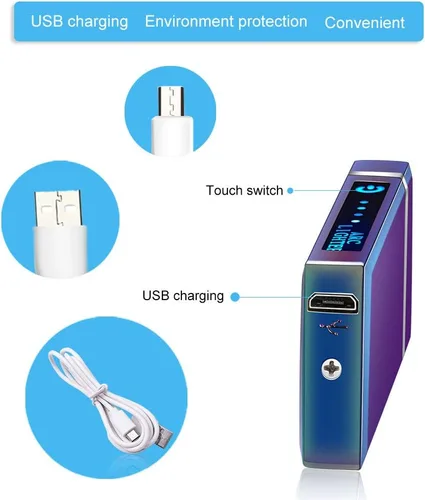 Miniatura 5 de Encendedor de arco eléctrico con foto personalizada USB recargable a prueba de viento, interruptor táctil grabado personalizado con indicador