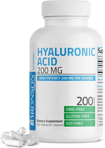 Miniatura 9 de Bronson Ácido hialurónico 200 mg de alta potencia para la salud de las articulaciones y apoyo para la piel saludable, sin OMG, 100 cápsulas