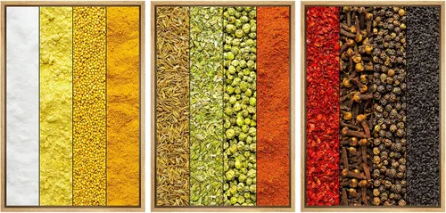 Miniatura 54 de wall26 Lienzo enmarcado para pared, juego de arte de hierbas, verduras y condimentos en madera, alimentos, fotografía cultural, realismo, paisaje