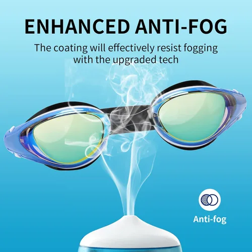 Miniatura 4 de Body+ Gafas de natación para miopes, gafas de natación con lentes ópticas con espejo/sin espejo para miopía, antivaho para hombres y mujeres adultos