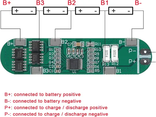 Miniatura 4 de Alinan 6 unids 4S 14.4V 14.8V 16.8V 5A 18650 placa de protección de batería de litio Protección contra sobrecarga BMS Módulo de circuito PCB