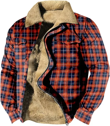 Chaqueta de franela para hombre, forro de sherpa, forro polar, con capucha, manga larga, abrigo cálido para invierno, chaqueta para exteriores