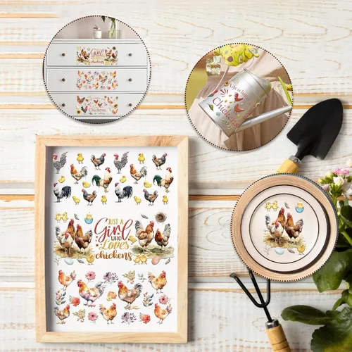 Miniatura 5 de Rngmsi Envoltura de taza UV DTF – 5 hojas de pollo UV DTF envolturas de tazas para 16 oz de animales de granja Uvdtf calcomanías personalizadas