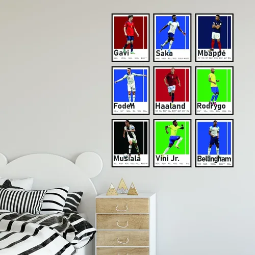 Miniatura 5 de BigWig Prints Pósteres de fútbol para dormitorio de niños, póster de jugador de fútbol, póster de Erling Haaland, Mbappe, Rodrygo, Gavi, Vini Jr