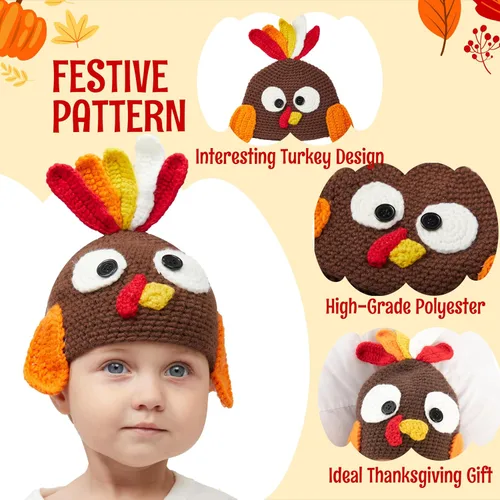Miniatura 2 de JOYIN Gorro de pavo con orejeras - Accesorio de fotografía para bebés pequeños, carnaval cosplay