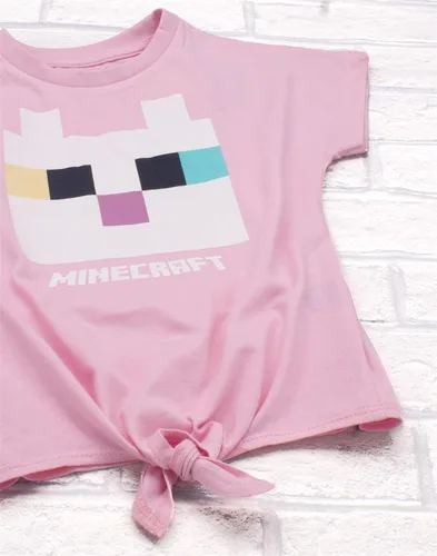 Miniatura 5 de Minecraft - Camiseta para niñas Camiseta de jugador rosa con lazo frontal de gatito para niños Ropa para niños, regalos de mercancía