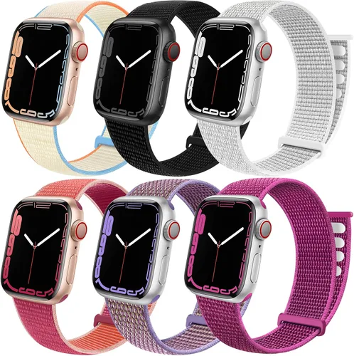 Miniatura 7 de Paquete de 6 correas deportivas compatibles con Apple Watch de 1.496 in 1.575 in 1.614 in 1.654 in 1.732 in 1.772 in 1.811 in 1.929 in para iWatch