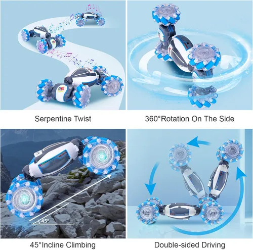 Miniatura 3 de Fosgoit Auto de acrobacias RC con detección de gestos, juguetes para niños y niñas de 6 a 12 años de edad, auto de control remoto 4WD, rotación