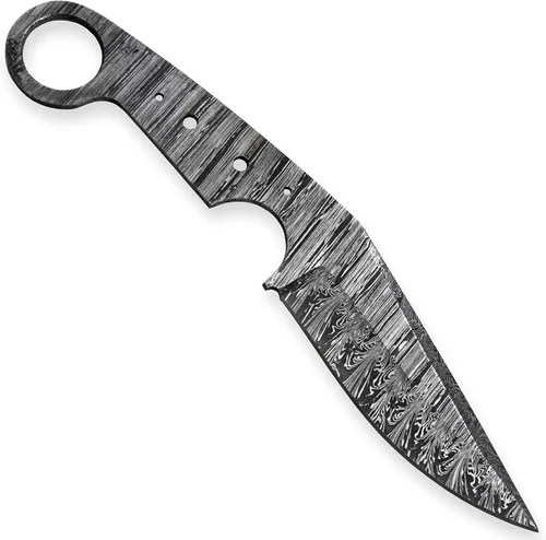 Miniatura 2 de Cuchillo de caza táctico de hoja en blanco de acero de Damasco forjado a mano personalizado Camping, supervivencia, senderismo hoja de colectores