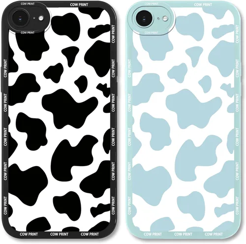 Miniatura 22 de Paquete de 2 bonitas fundas de teléfono para Apple iPhone 13 de 6.1 pulgadas, funda protectora de silicona con estampado de vaca a la moda, delgada