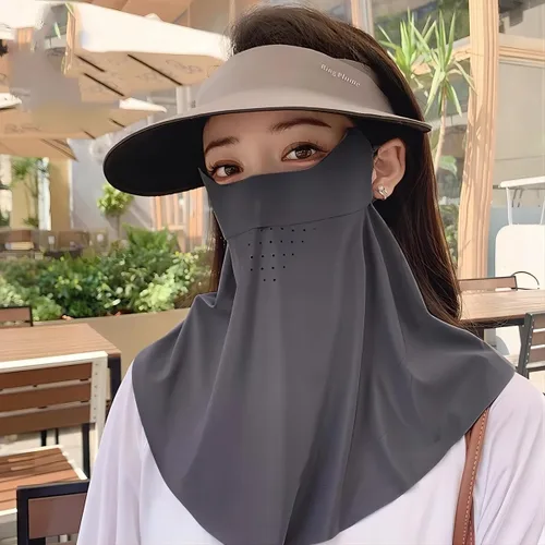 Miniatura 2 de Máscara de protección solar sin rastro, máscara de verano delgada transpirable con protección solar UV, cubierta facial con bucles para las orejas