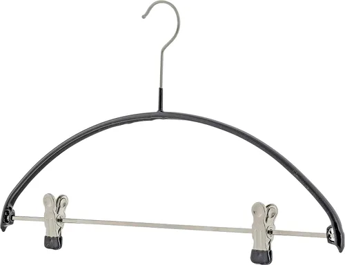 Mawa by Reston Lloyd Percha de ropa de metal antideslizante europeo, soporte de hombro suave y clips ajustables para pantalones, 1 pieza, negro