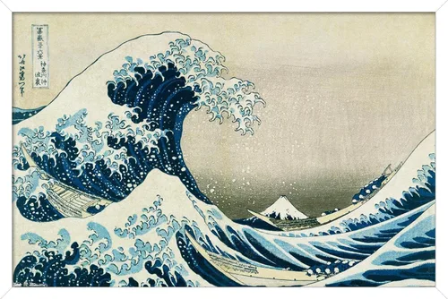 Miniatura 13 de Hokusai - Póster de pared The Great Wave Off Kanagawa, 22.4 pulgadas de largo x 14.7 pulgadas de ancho, versión enmarcada de madera de granero