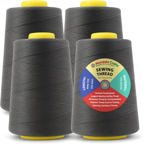 Miniatura 23 de Mandala Crafts 4 Pack of Serger Threads Cones Spools - 20S/2 24000 Yards Polyester Baby Blue Threads for Sergers Machine and Overlock Quilting