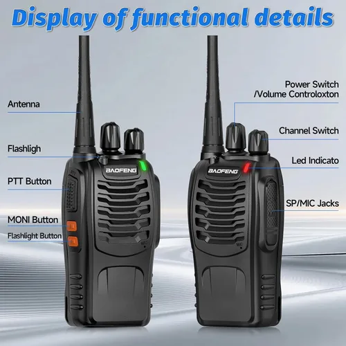 Miniatura 7 de Walkie Talkies de largo alcance para adultos, radios walkie talkies recargables con auriculares, radios de 2 vías, transceptor de mano UHF