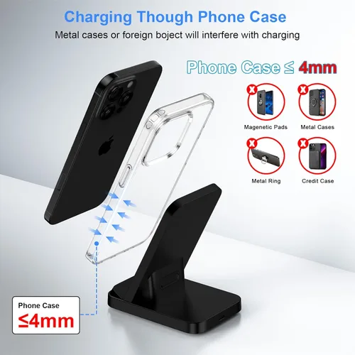 Miniatura 5 de Cargador inalámbrico para Samsung Soporte de carga rápida para Galaxy S26Ultra/S25 Plus/S24FE/S23/S22/S21, soporte de cargador de teléfono Negro