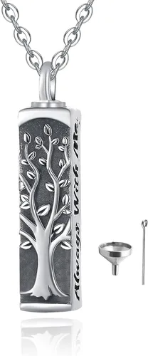 Miniatura 41 de Collar con colgante de urna de cenizas de cremación y árbol de la vida para mujer, plata de ley US1