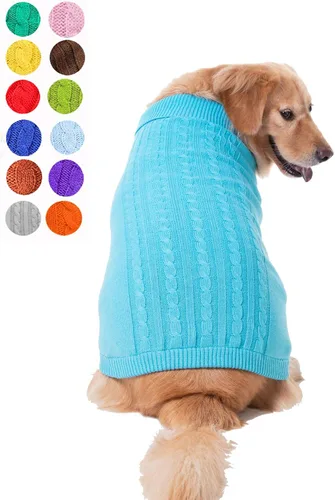 Miniatura 13 de Suéter para perro, cálido y suave, mediano (pecho 16-18 pulgadas), rosa, cuello alto clásico, lavable a máquina, invierno, unisex, sólido
