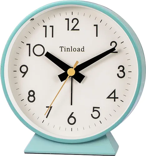 Miniatura 16 de Tinload Reloj despertador analógico retro antiguo de 4.5 pulgadas, funciona con pilas, pequeño reloj silencioso de mesita de noche, iluminado bajo