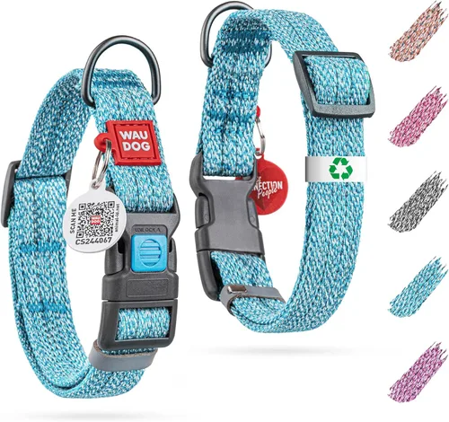 WAUDOG Collar de perro reflectante de algodón ecológico, alternativa al collar de nylon para perros pequeños, medianos y grandes - Collar para