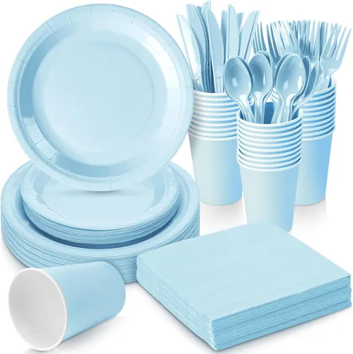 Dandat 350 piezas de decoración para despedida de soltera y baby shower, suministros de fiesta que incluyen platos, vasos y servilletas con juegos