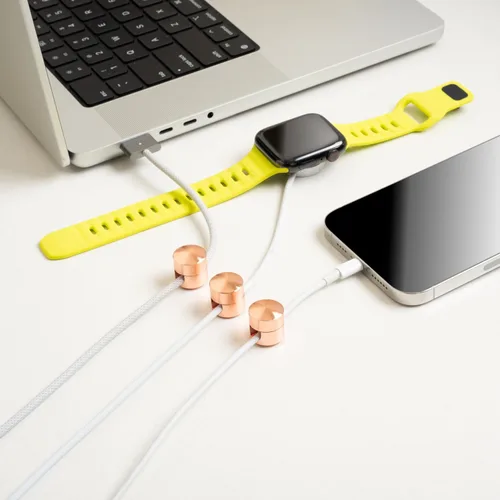 Miniatura 9 de ICONIT Anclajes de cable para organización de escritorio, organizadores de cables de aluminio de alta calidad, cargador + clips de gestión de cables